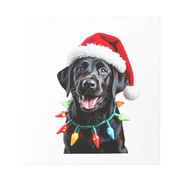 Black Lab Labrador Christmas Tree Light Pajama Dog Notepad (Front)