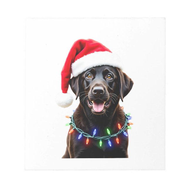 Black Lab Labrador Christmas Tree Light Pajama Dog Notepad (Front)