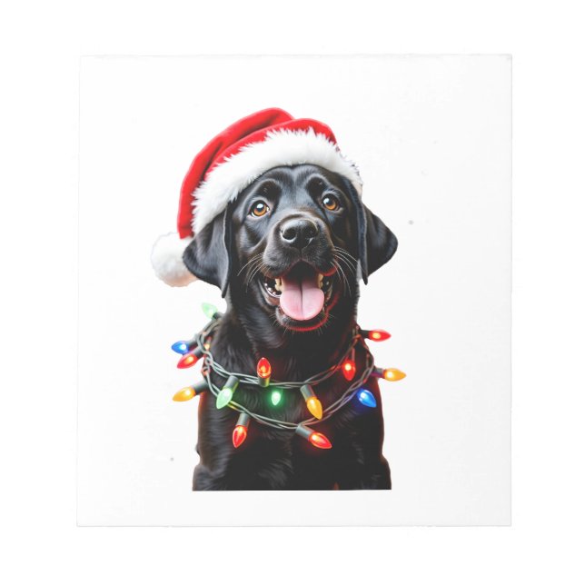 Black Lab Labrador Christmas Tree Light Pajama Dog Notepad (Front)
