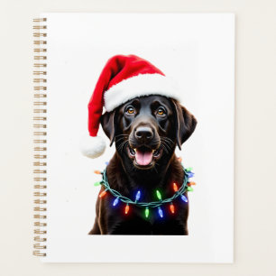 Black Lab Labrador Christmas Tree Light Pajama Dog Planner