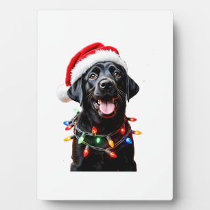 Black Lab Labrador Christmas Tree Light Pajama Dog Plaque