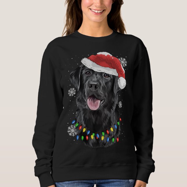 Black Lab Labrador Christmas Tree Light Pajama Dog Sweatshirt (Front)