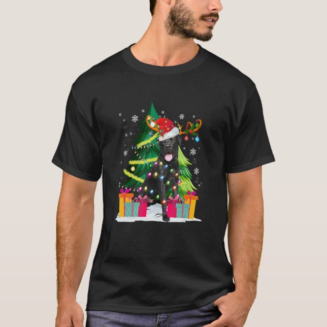 Black Lab Labrador Christmas Tree Light Pajama Dog T-Shirt (Front)