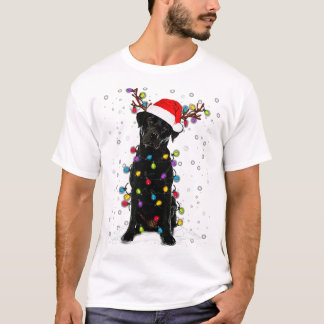 Black Lab Labrador Christmas Tree Light Pajama Dog T-Shirt