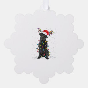 Black Lab Labrador Christmas Tree Light Pajama Dog Tree Decoration Card