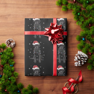 Black Lab Labrador Christmas Tree Light Pajama Dog Wrapping Paper