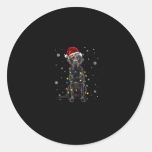 black lab labrador dog christmas lights xmas santa classic round sticker