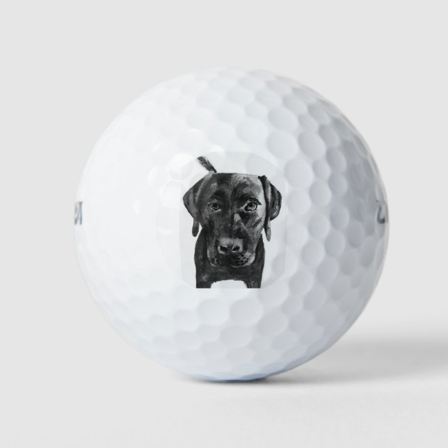 Black Lab Labrador Dog Golf Ball (Front)