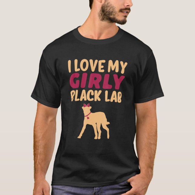 Black Lab Labrador Funny Girl Dog Pup Gender Revea T-Shirt (Front)