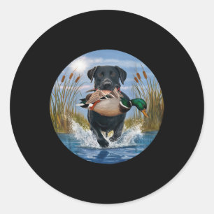 Black Lab Labrador Hunting Ducks Waterfowl Yellow Classic Round Sticker