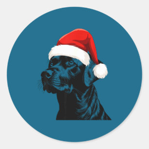 Black Lab Labrador Santa Hat Christmas Holiday Pet Classic Round Sticker