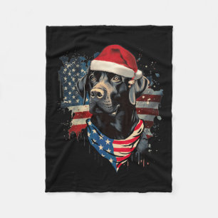 Black Lab Labrador Vintage Santa Christmas Pajama  Fleece Blanket