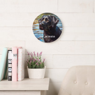 Black Lab & Lake Large Clock