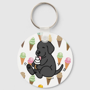 Black Lab Licking Ice Cream Keychain