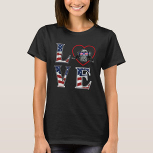 Black Lab Love American Flag 4th of July Labrador T-Shirt
