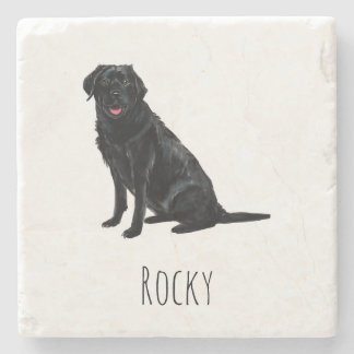 Black Lab Marble Drink Coasters - Custom Dog Name