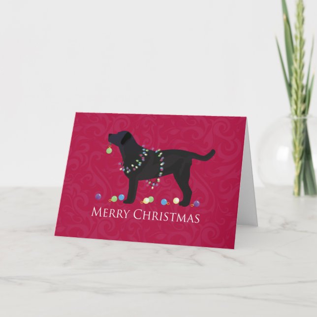 Black Lab Merry Christmas Design Holiday Card (Front)