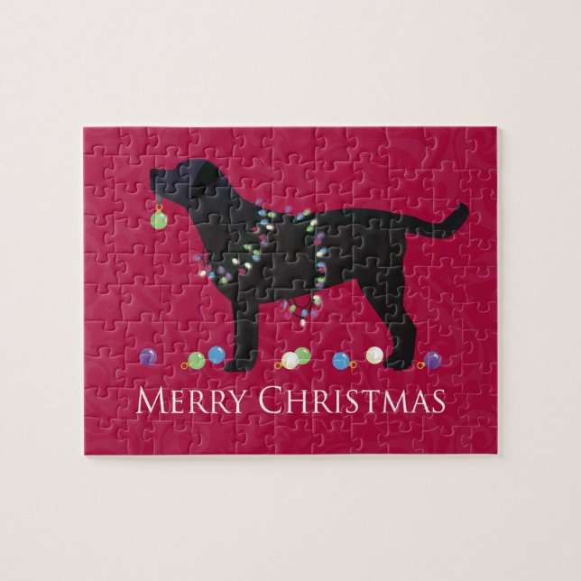 Black Lab Merry Christmas Design Jigsaw Puzzle (Horizontal)