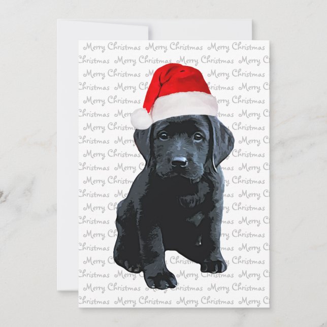 Black Lab Merry Christmas Labrador Puppy Santa Dog Holiday Card (Front)