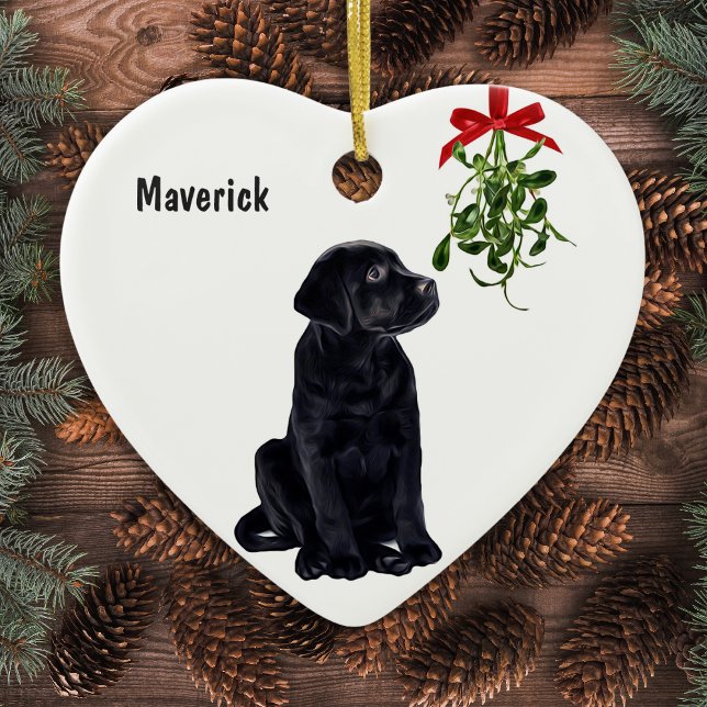 Black Lab Mistletoe Christmas Ornament (Creator Uploaded)