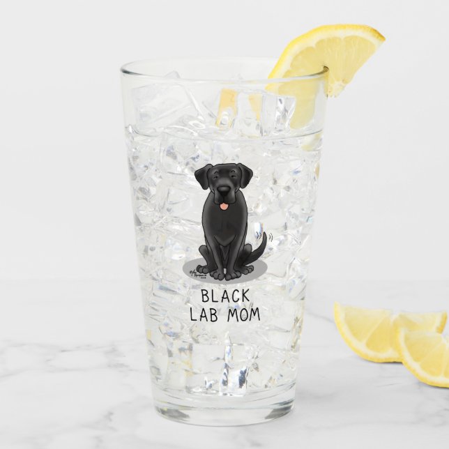 Black Lab Mum (Labrador Retriever Mum) Cute Dog Glass (Back Ice)