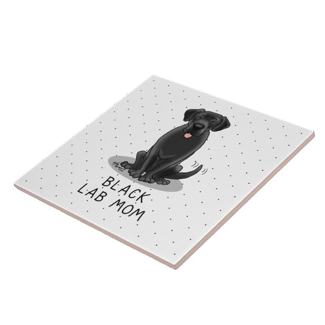 Black Lab Mum (Labrador Retriever Mum) Cute Dog Tile (Side)