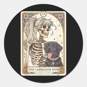 Black Lab Mum Tarot Card Black Labrador Skeleton Classic Round Sticker
