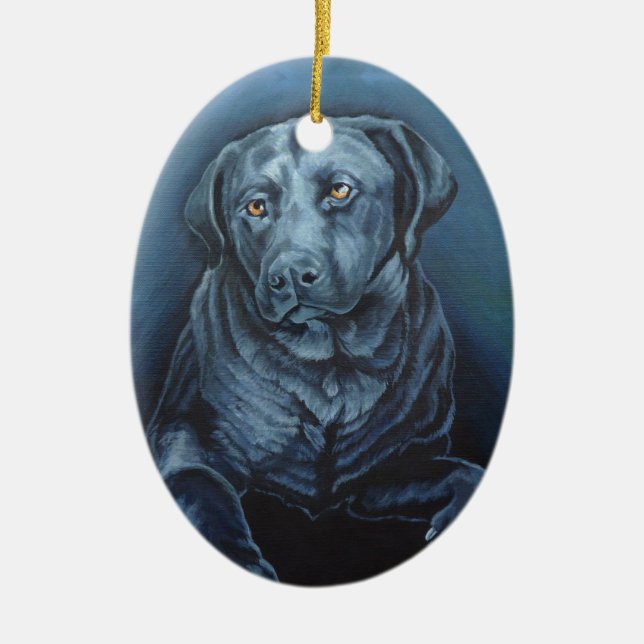 Black Lab Ornament Personalised Blue Dog Ornament (Front)