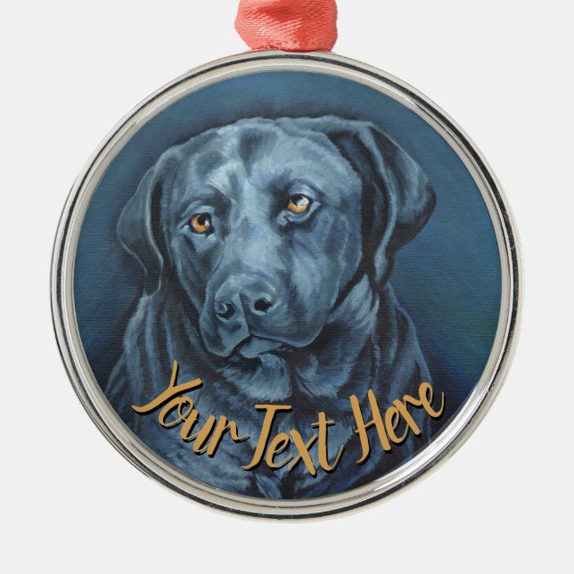 Black Lab Ornament Personalised Dog Art Decoration (Front)