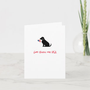 Black Lab Patriotic Dog Silhouette American Flag Card