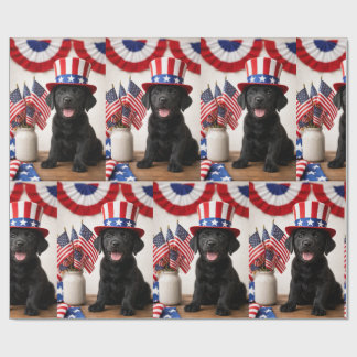 Black Lab Patriotic Uncle Sam Hat gift Wrapping Paper