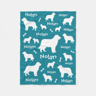 Black Lab Personalised Teal Dog Fleece Blanket
