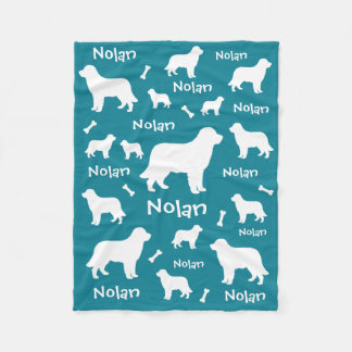 Black Lab Personalised Teal Dog  Fleece Blanket