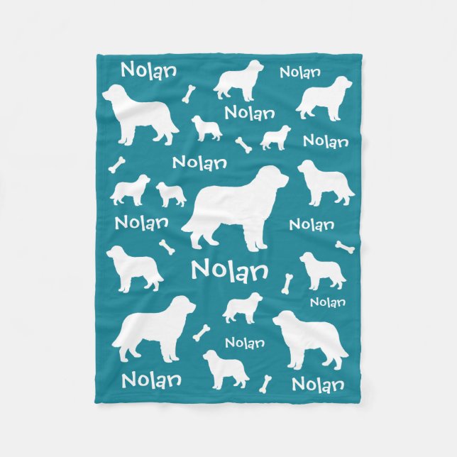 Black Lab Personalised Teal Dog  Fleece Blanket (Front)