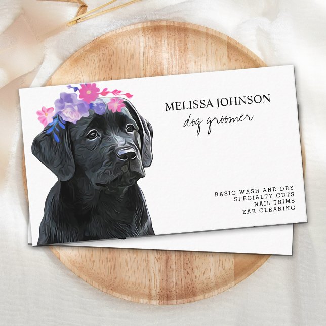 Black Lab Pet Dog Business Dog Groomer Business Card (Creator Uploaded)