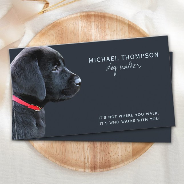 Black Lab Pet Dog Business Dog Walker Business Card (Creator Uploaded)