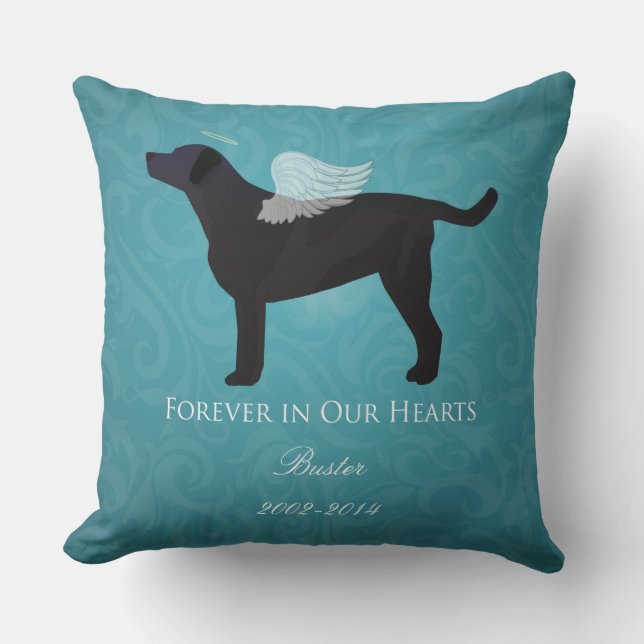 Black Lab Pet Memorial Sympathy Pet Loss Design Cushion (Front)