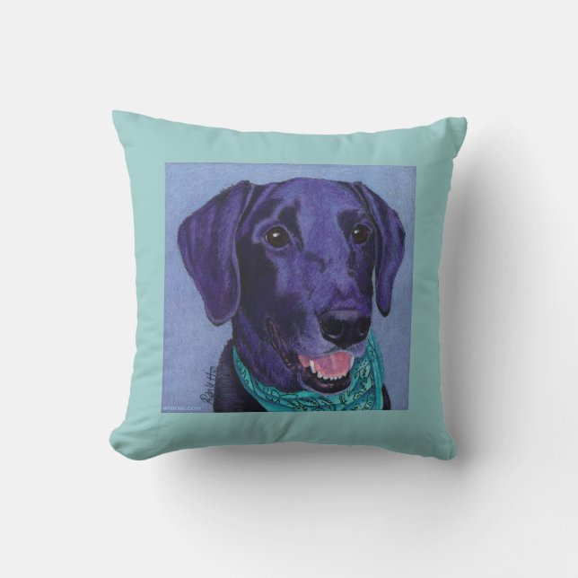 Black Lab Pillow - "Gus" (Front)