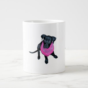 Black Lab Pink Bandanna Puppy image Large Coffee Mug