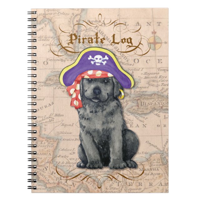 Black Lab Pirate Spiral Notebook (Front)