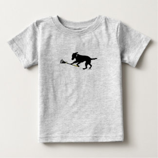 Black Lab Playing Lacrosse Baby Football Bodysuit