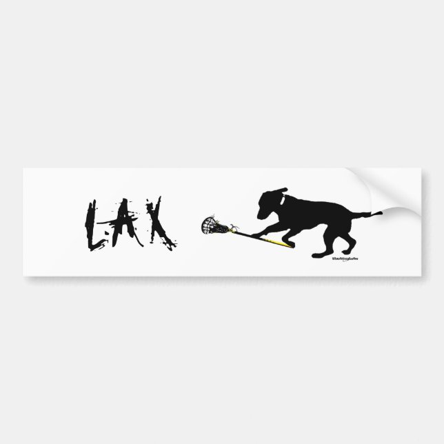 Black Lab Playing Lacrosse Bumpersticker Bumper Sticker (Front)
