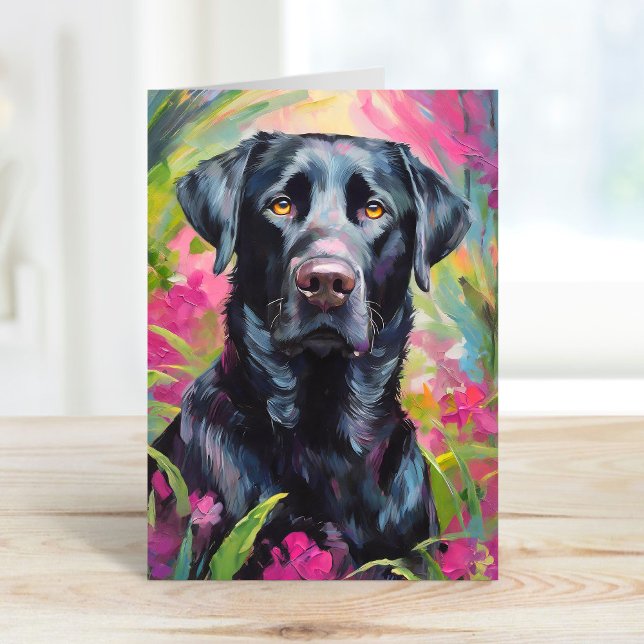 Black Lab Portrait Modern Art Card (Creator Uploaded)