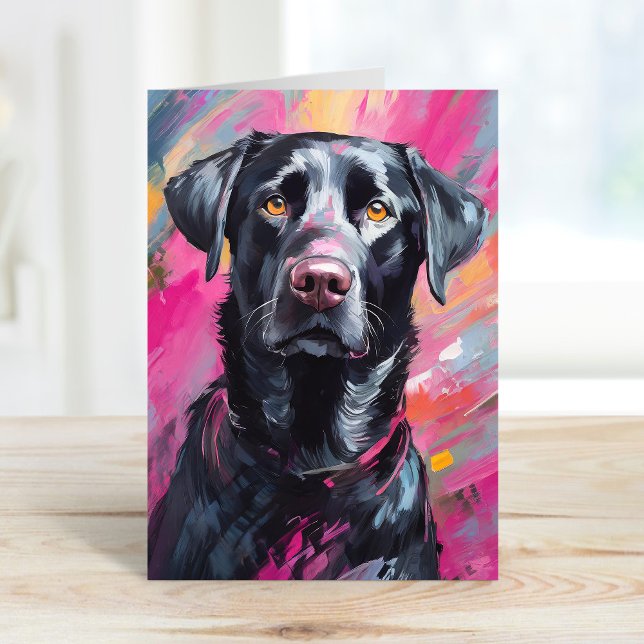 Black Lab Portrait Modern Art Card (Creator Uploaded)