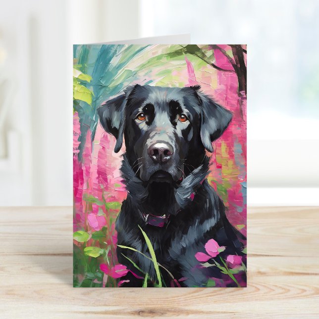 Black Lab Portrait Modern Art Card (Creator Uploaded)