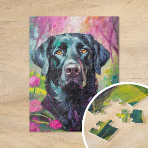 Black Lab Portrait Modern Art Jigsaw Puzzle