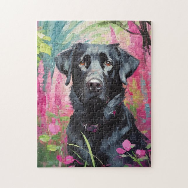 Black Lab Portrait Modern Art Jigsaw Puzzle (Vertical)