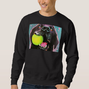 Black Lab Puppy Dog With Tennis Ball Colourful Ori Sweatshirt