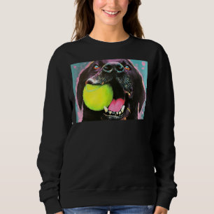 Black Lab Puppy Dog With Tennis Ball Colourful Ori Sweatshirt