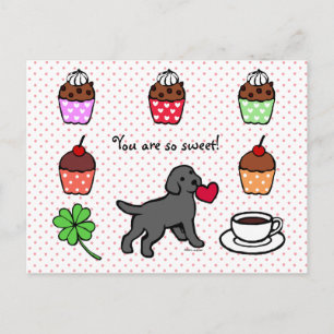 Black Lab Puppy Heart Cartoon Postcard